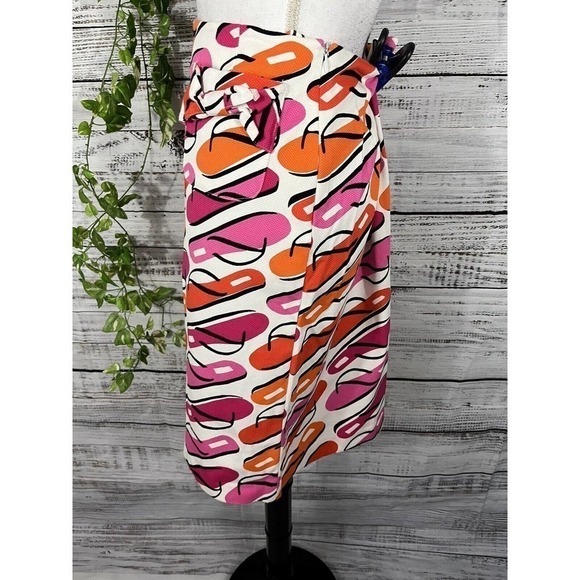 Grace Elements Skirt 8 Pink Orange Flip Flops Summer Beach Knee Modest Stretch - Picture 8 of 10